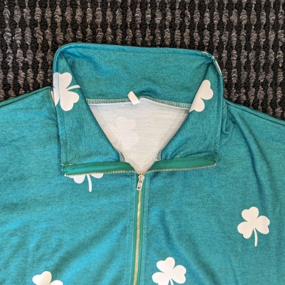Lucky Clover 1/4 Zip Pullover for St Patrick's Day Outfit Size XL women's - Picture 3 of 4